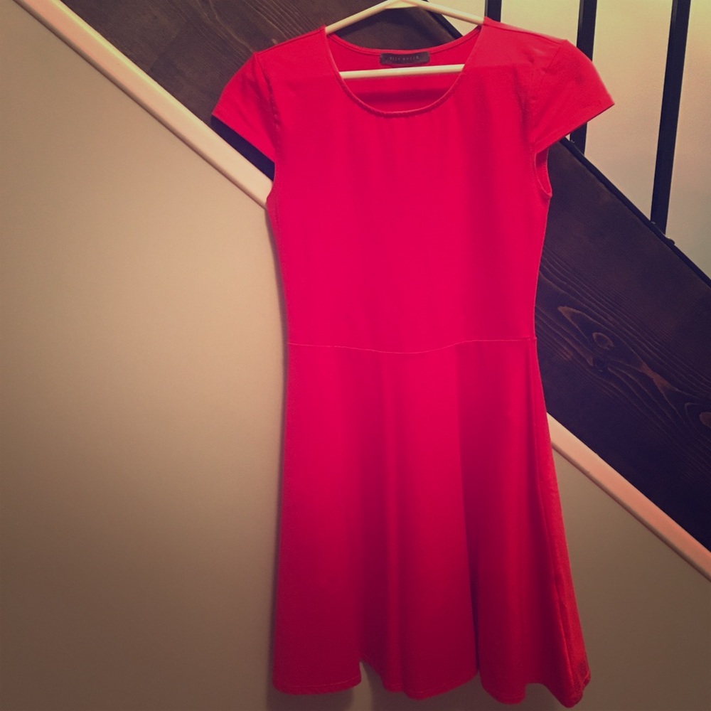 Red fit and flare dress